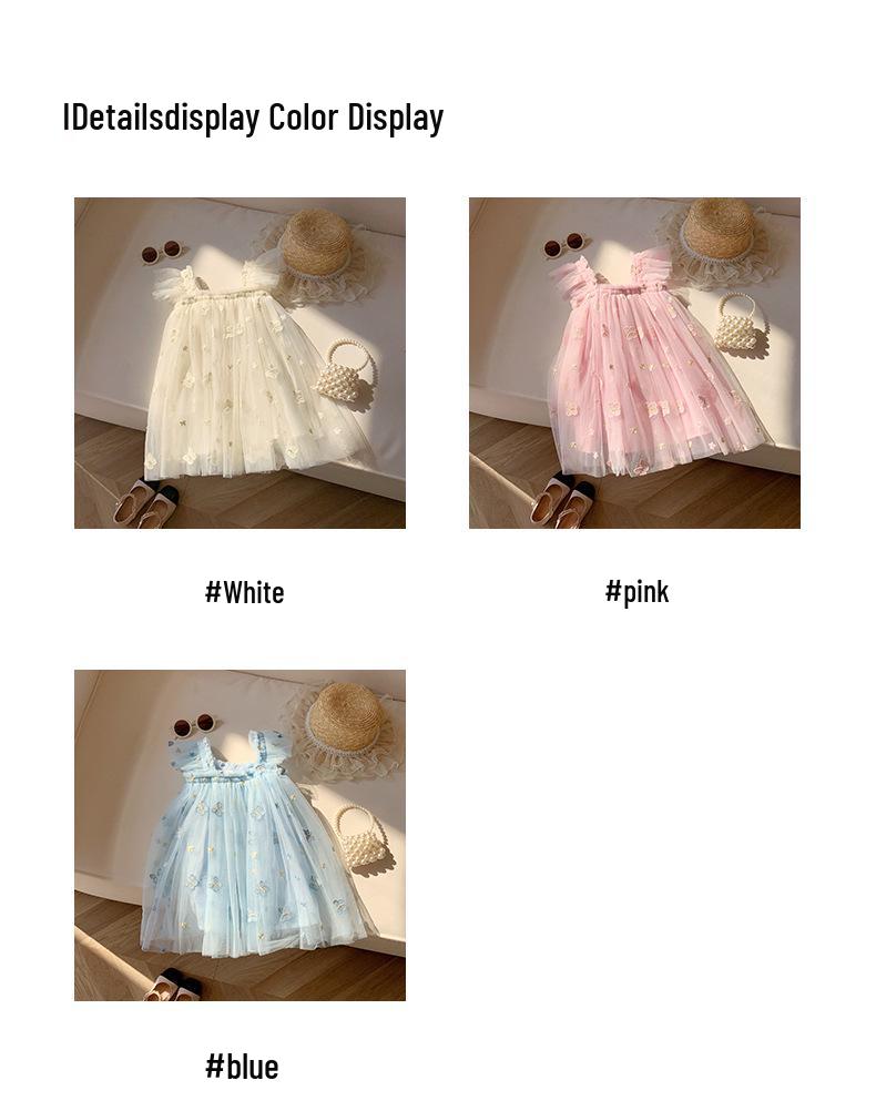 Butterfly Embroidered Mesh Dress: Summer 2025 Baby Girl Princess Puff Sleeve Skirt