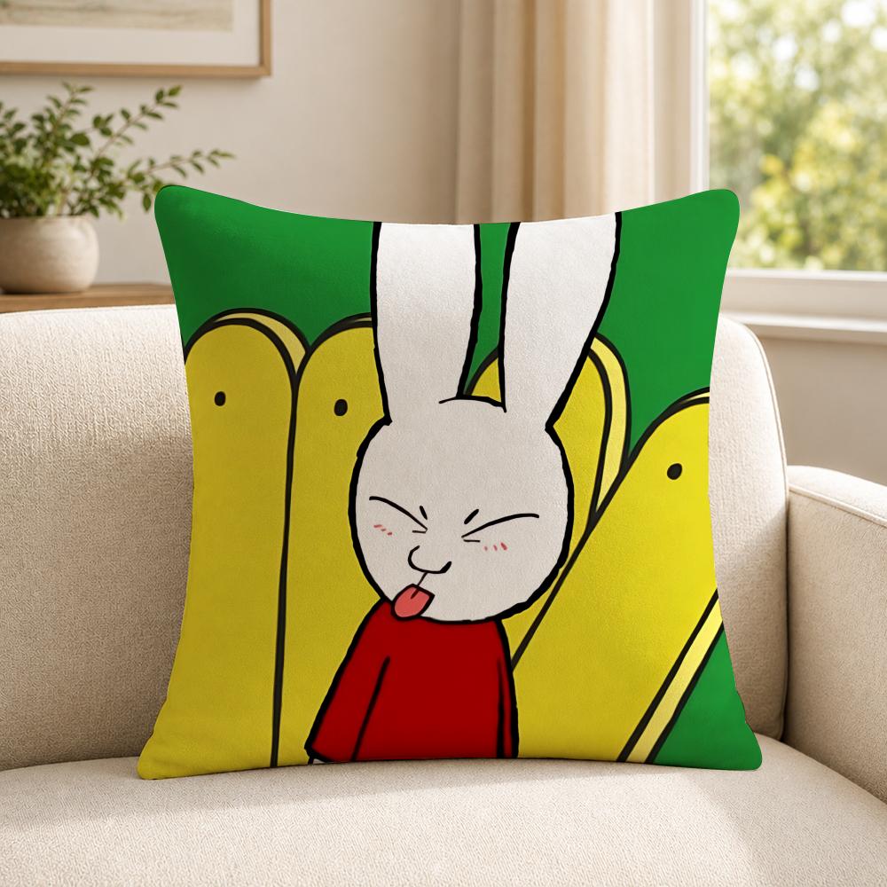 Cartoon Ssimon Rabbit Cushion Cover Shortplush Cushion Coverbreathableskinfriendlywashableroom Sofa Decor Gift