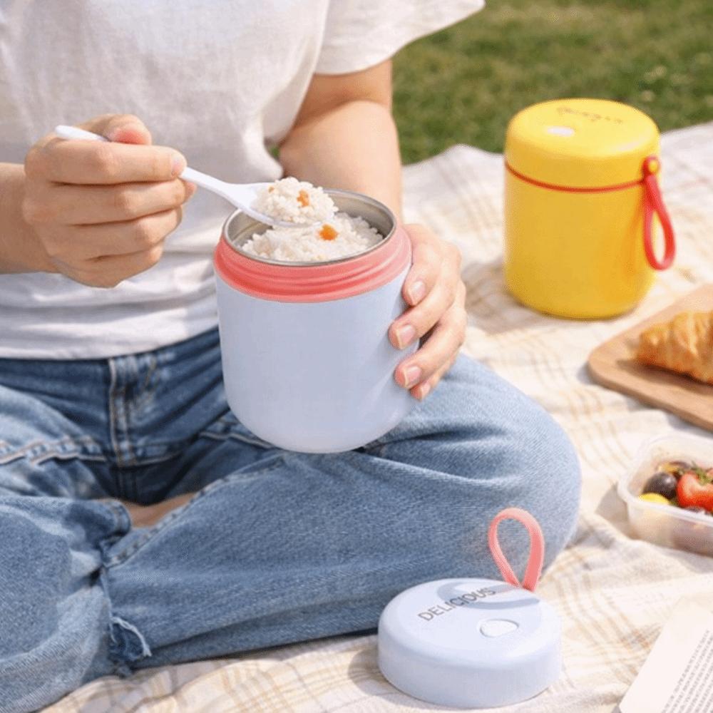 With Spoon Insulated Food Jar Leak-Proof Food Thermal Jar Insulated Soup Cup  Outdoor Activities