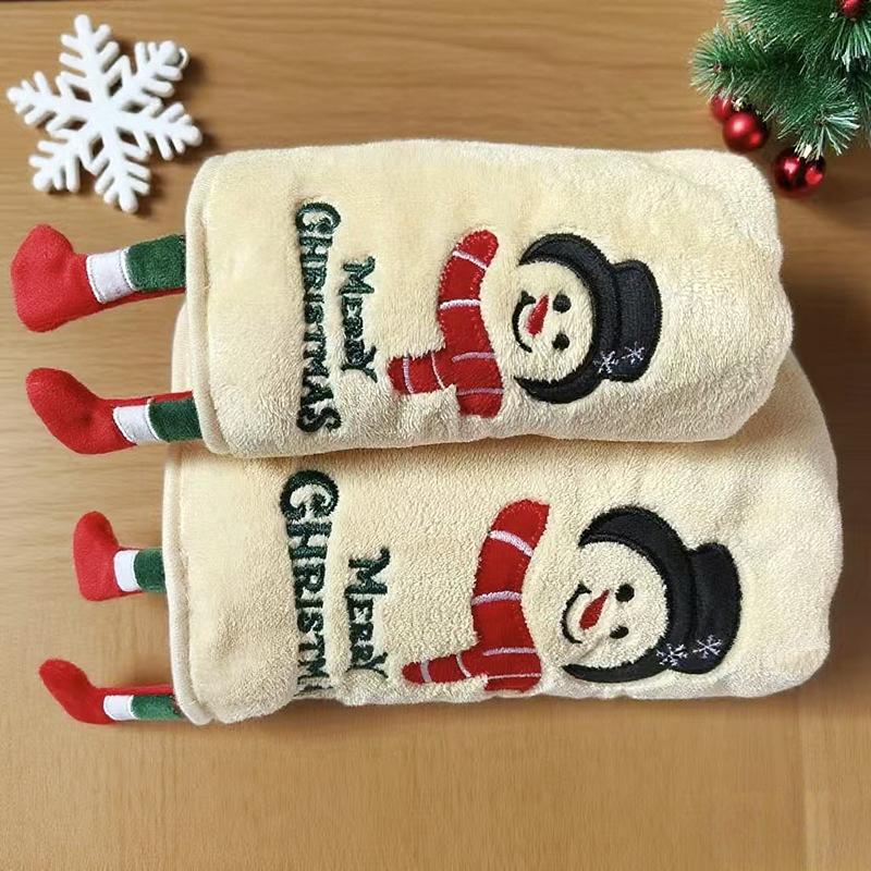 Christmas Bath Towels Practical Christmas Gift Comfortable Hand Towel Thick Cartoon Pattern Cute 35*75/70*140cm