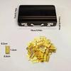 Aluminiumlegierung Koffer mit Mini-Goldbarren-Replik Vergoldete Legierung Sammlerstück Puppenhaus Mikro-Szene Dekoration Ausstellungsmodell