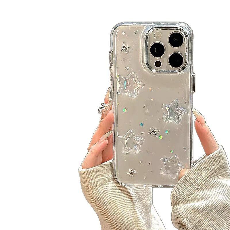 Star glitter Epoxy mobile phone case for Iphone17Promax transparent Apple 14 soft 15 women's 13 sequins