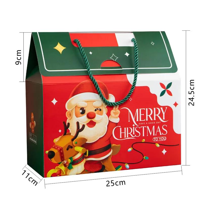 4/12pcs Marry Christmas Gift Packaging Box with Handle Santa Claus Candy Kids Child Holiday Happy New Year Party Favors