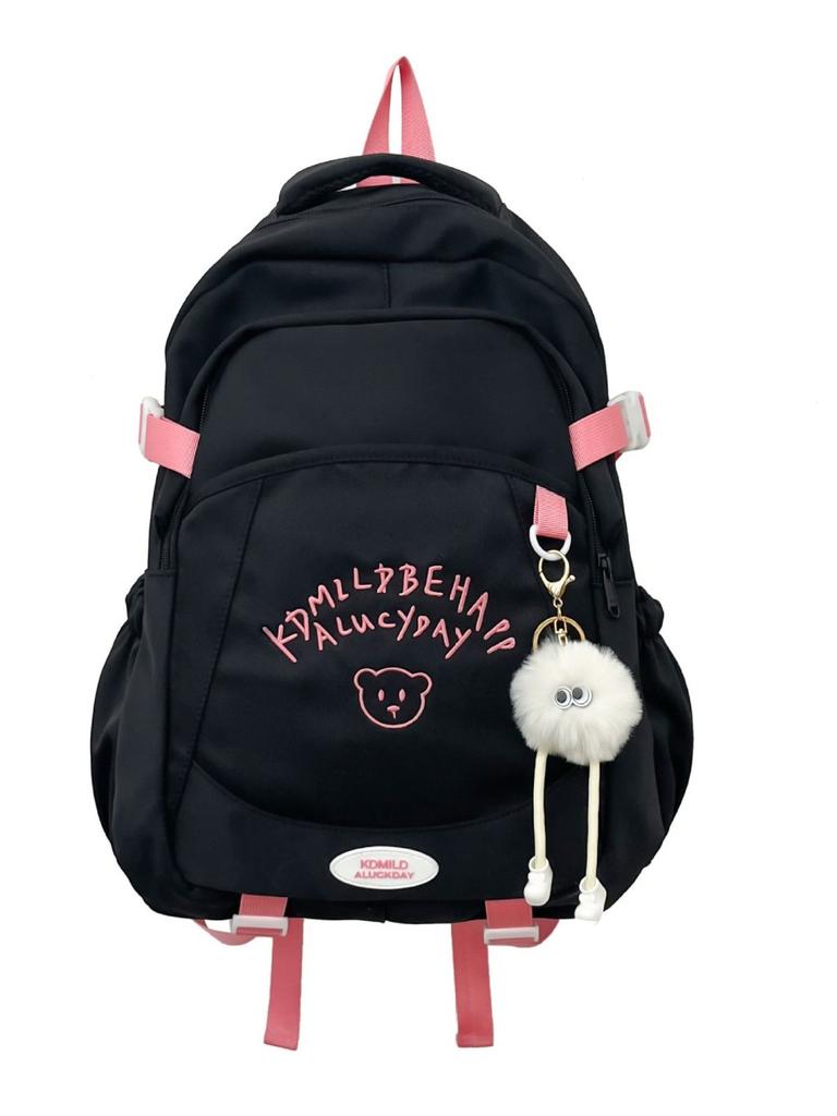 Girl Travel Backpack With Embroidered Letters Wateproof Nylon School Bag For Teens