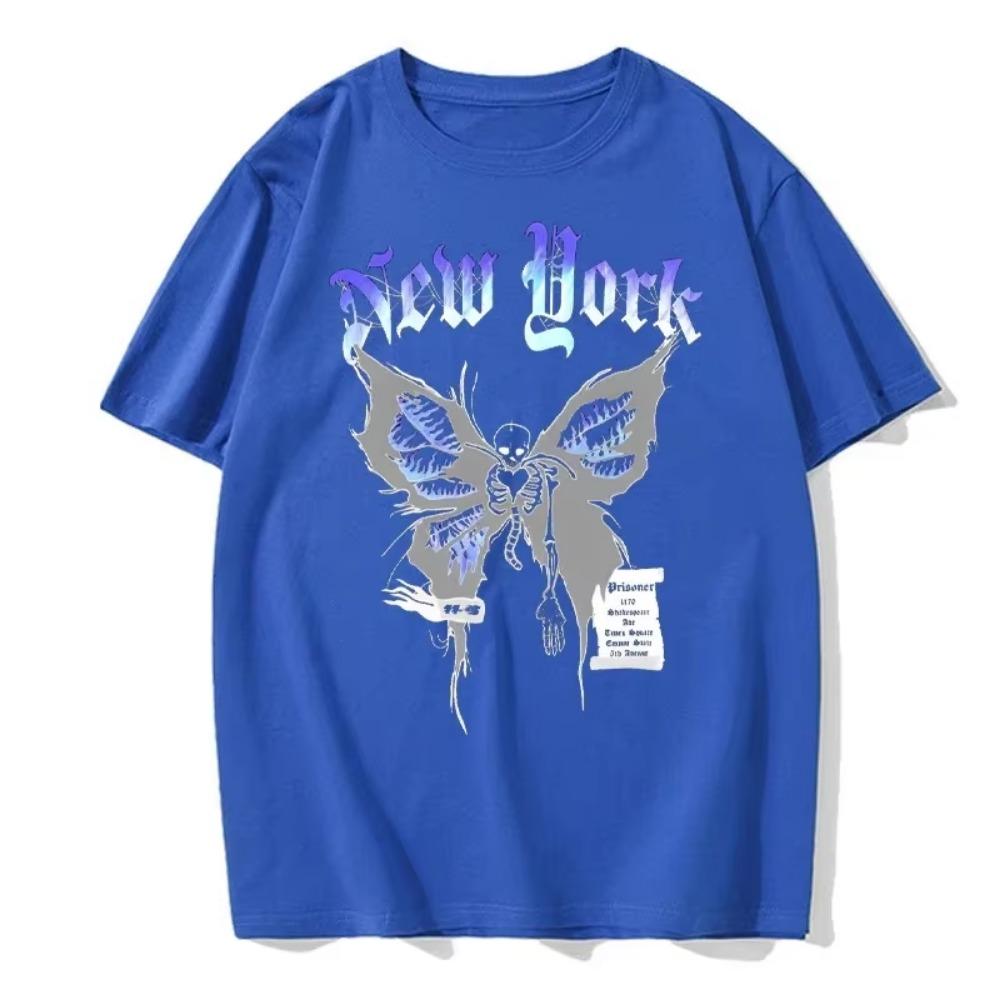 Summer Men's Fashionable Butterfly Print Casual Hip-hop Street Style Men's Round Neck T-shirt