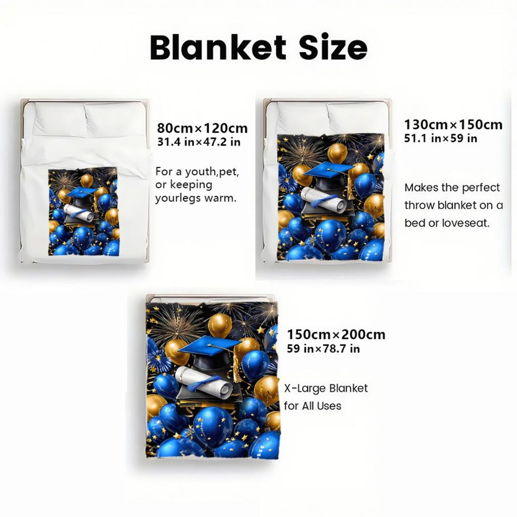 1pc Graduation Cap Balloons in a 2D Flat Design, This Portable Blanket Is Lightweight And Perfect for Use on Sofas, During Travel, Camping,