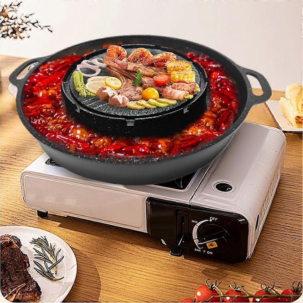 2 In 1 Frying Pan Non-Stick Shabu Pot And Griddle Bbq Shabu Shabu Pot With Grill