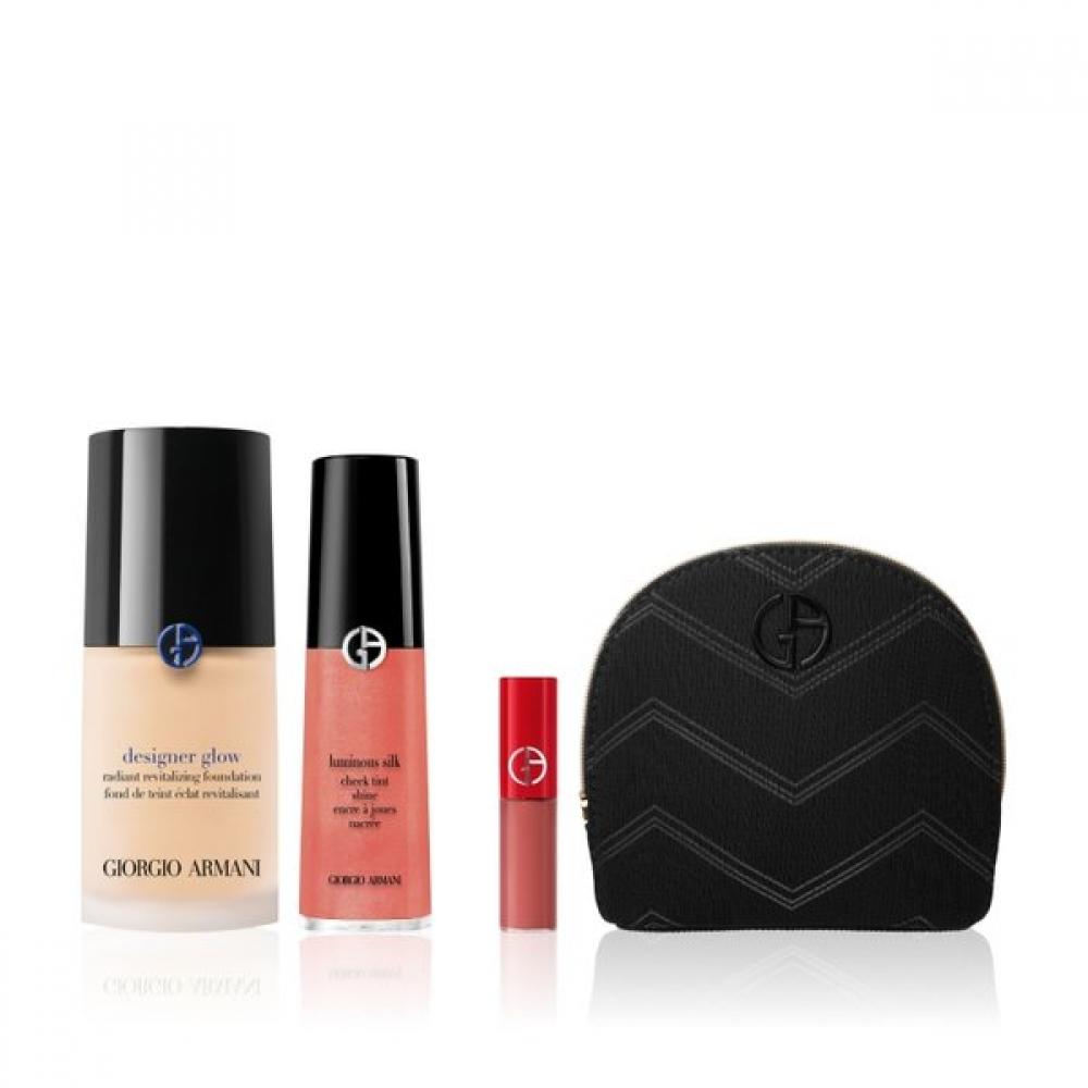 Armani Beauty Designer Glow Foundation Luminous Silk Cheek Tint Set No. 1/(NEW) No. 12 Rosy Nude