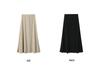 Koreanischer Stil Schwarzer texturierter High-Waist figurbetonter A-Linien-Strick-Midirock für Damen