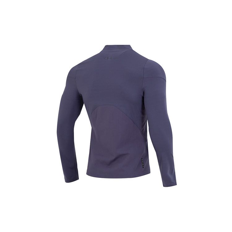 Under Armour Solid Color High Neck Sports Dopamine Yoga Training Compression Shirt Raglan Sleeve T-Shirt Men Tops Blue 1366059-558
