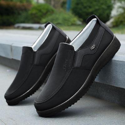 Men's Thick Sole Non-Slip Canvas Shoes for Spring and Autumn - Soft Sole, Large Size 46, Ideal for Middle-Aged & Elderly.