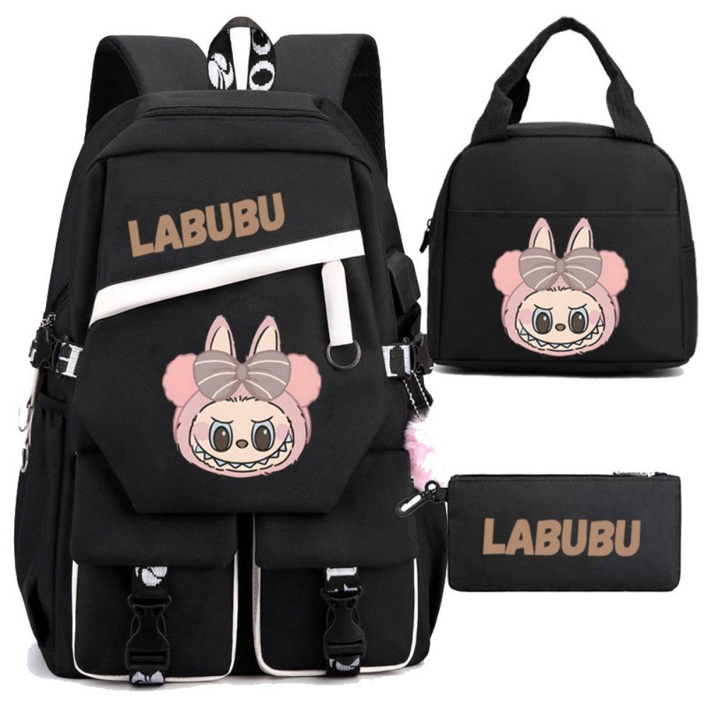 New Labub Children's School Bag Backpack Lunch Bag Pencil Case Three-piece Set