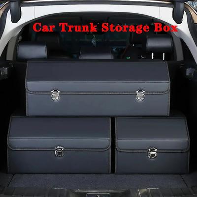 Car Trunk Organizer Box Large Capacity Auto Multiues Tools Storage Bag Stowing Tidying Leather Camping Outdoor Car Storage Bags