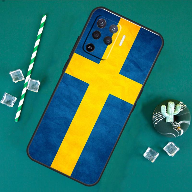 Sweden Flag Case For Oppo A40 A60 A80 A16 A76 A96 A18 A38 A58 A78 A98 A91 A15 A17 A74 A94 A54 A57S Cover