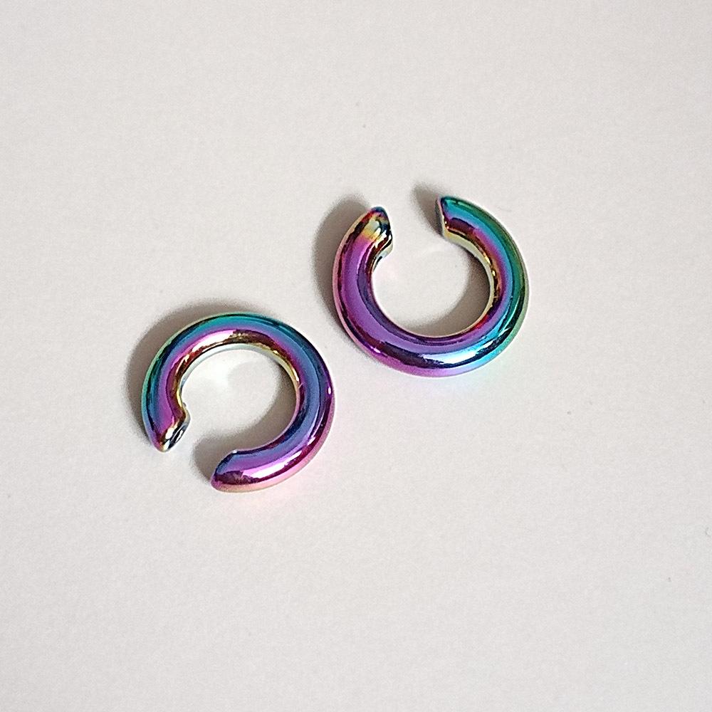 Minimalist Asymmetrical Double Circle C-Shaped Metal Ear Cuff Jewelry