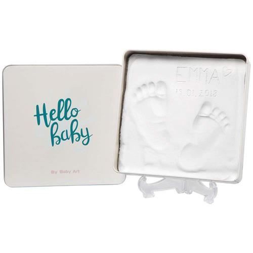Baby Art Magic Box Square - Kit Empreintes Mains Et Pieds Bébé Dans Boîte Métal, Cadeau Naissance Ou Baptême, Essentiel