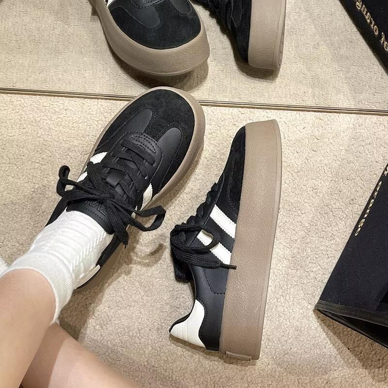 Little White Shoes Women's Ins Tide 2023 Autumn New Color Matching Trend Biscuit Board Shoes Flat Single Shoes Casual Sports Shoes
