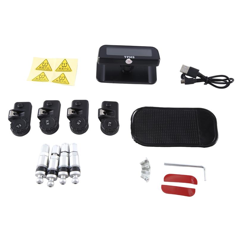 Tire Pressure Monitor Tire Pressure Monitoring Sensor Tire Detection Universal Black Builtin