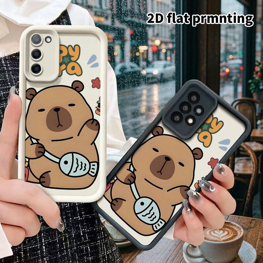 Phone Case: 2D Flat Samsung Galaxy A34 A35 M05 M06 S20 S22 S21 FE Plus 5G Layered Protective Case, Food-Themed Capybara, Christmas and Halloween Gifts