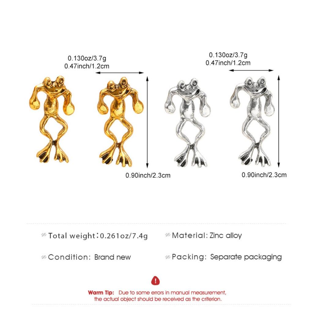 Cute Frog Design Stud Earrings 3D Split Frog Earrings Gold Tone Animal Theme Earrings for Women