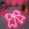 Bow Neon Sign Decor Light Board Wall Hanging Light Advertisement with Dimmable Switch Neon Light Sign for Girl Room OR Store