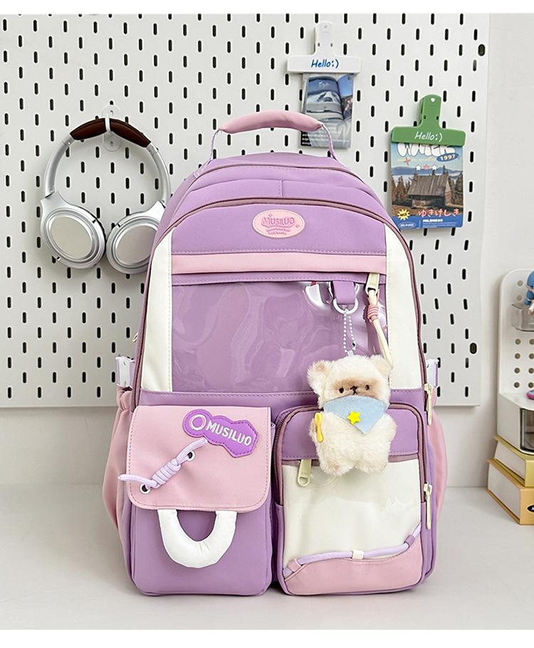 Schoolbag New High-value College Style Japanese Ins Fresh and Sweet Backpack Contrasting Color Splicing Junior High School Backpack