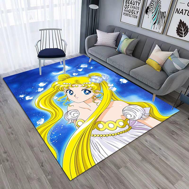 Cute Cartoon Theme Sailor Moon Tsukino Usagi Cartoon Rug Multifunctional Household Anti-slip Decorative Door Mat, Outdoor Floor Mat, and Carpet Y8