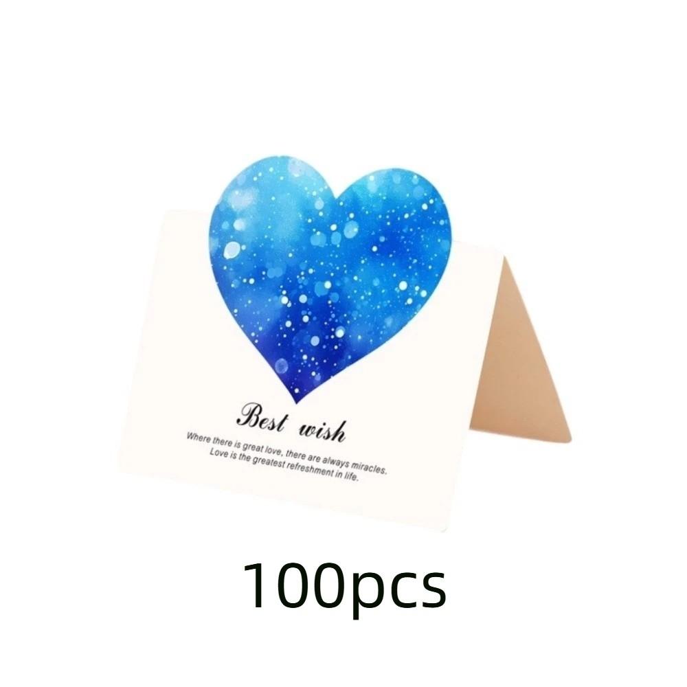 100pcs 3D Starry Sky Heart Greeting Cards Paper Romantic Valentines Day Card Folding Best Wish Thank You Letter Graduation Gift