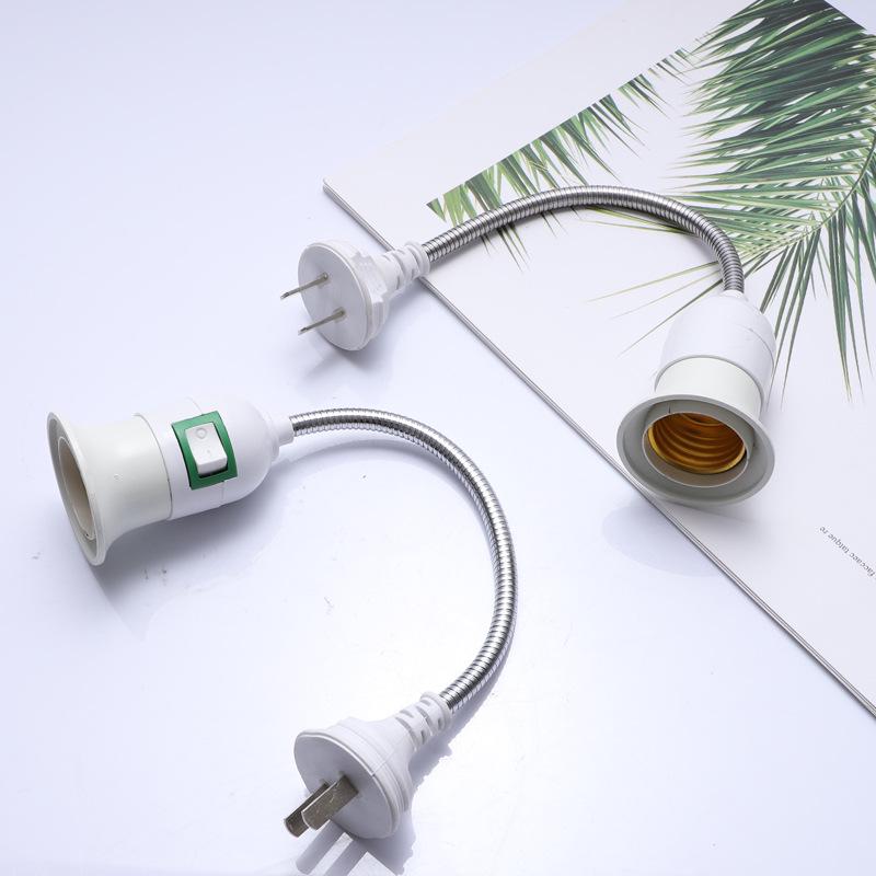 E27 Stainless Steel LED Lamp Holder with Switch – Universal Screw Conversion Fixture