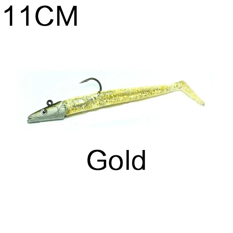 FLYSAND 11/16cm Soft Silicone Fishing Lure - Jig Fish Head Sinking Bait for Fresh & Salt Water, Natural & Vivid Body Jigging