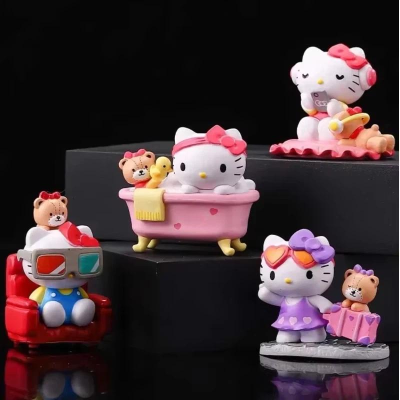 In New Stock Lovelyweek Holiday Kt Cat Series Trendy Toys Cute Kawaii Mini Figures Car Ornaments Cute Girls Surprise Gifts