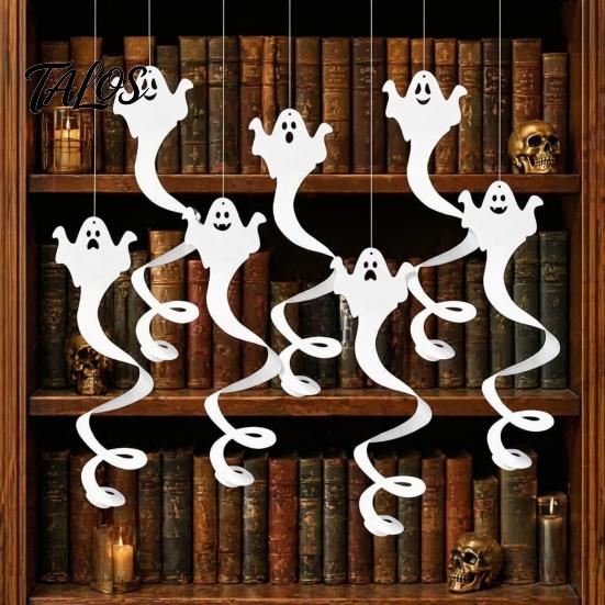 Horror Theme Party Decorations 8 Pcs Halloween Hanging Ghost Swirl Decoration, Spooky White Ceiling Creative Home Decor Swirls Streamers for
