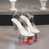 Women's Clear Crystal Flower LED Light Up Sandals, Luminous Party Dress Evening Shoes 18cm