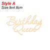Acrylic Cake Topper Queen Princess Happy Birthday Cake Toppers Ornament For Home Birthday Party Baby Shower Decoration Supplies