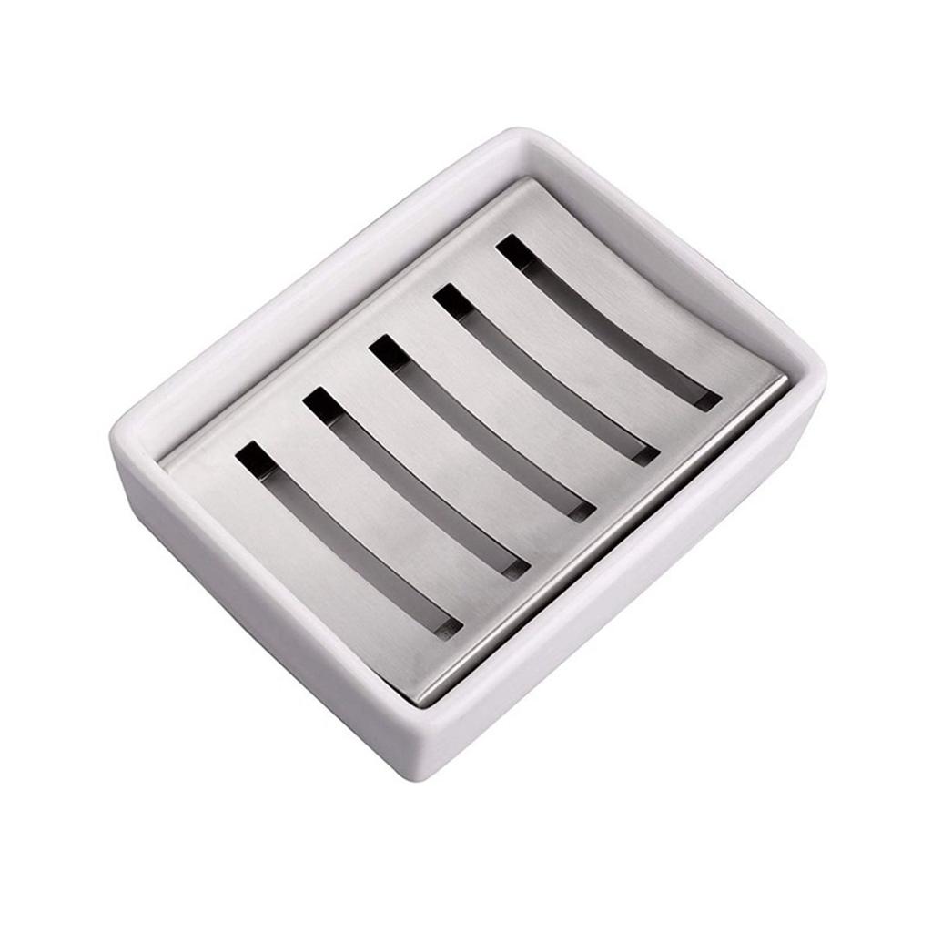 Drying Ceramic Storage Tray Easy to Clean Draining Rack Soap Dish Soap Container Box Sponge Holder