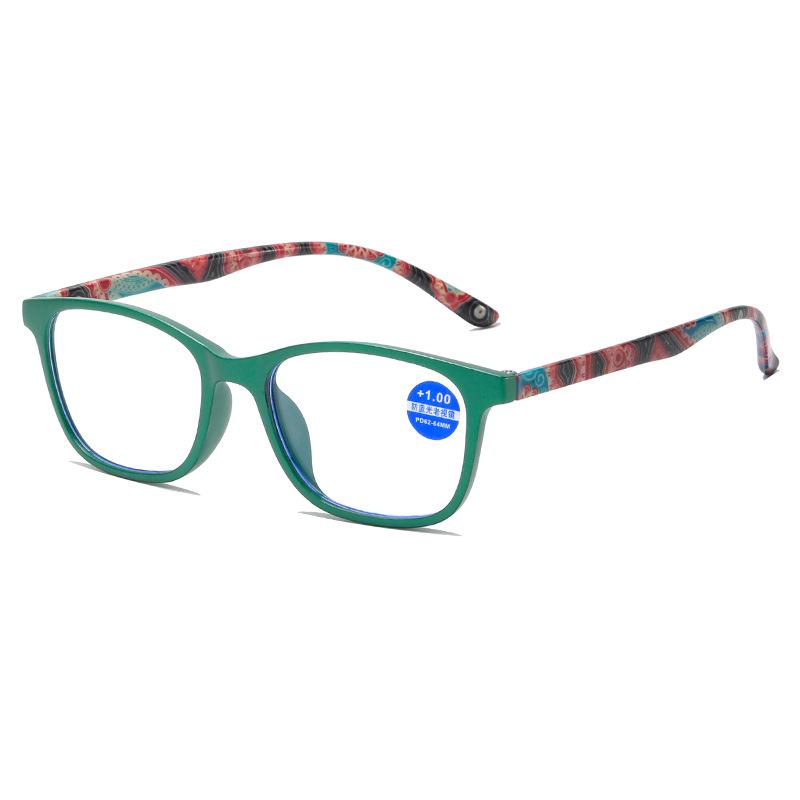 

Очки для чтения с антисиними линзами и высокой четкостью с принтом в стиле ретро для мужчин, предотвращающие усталость, женские очки для чтения +100 зелёный