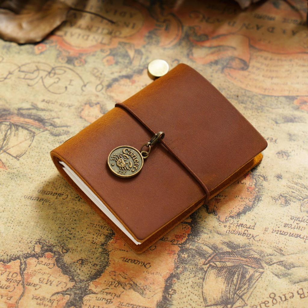 Mini Cross-Border Traveler's Loose-Leaf Cowhide Pocket Journal