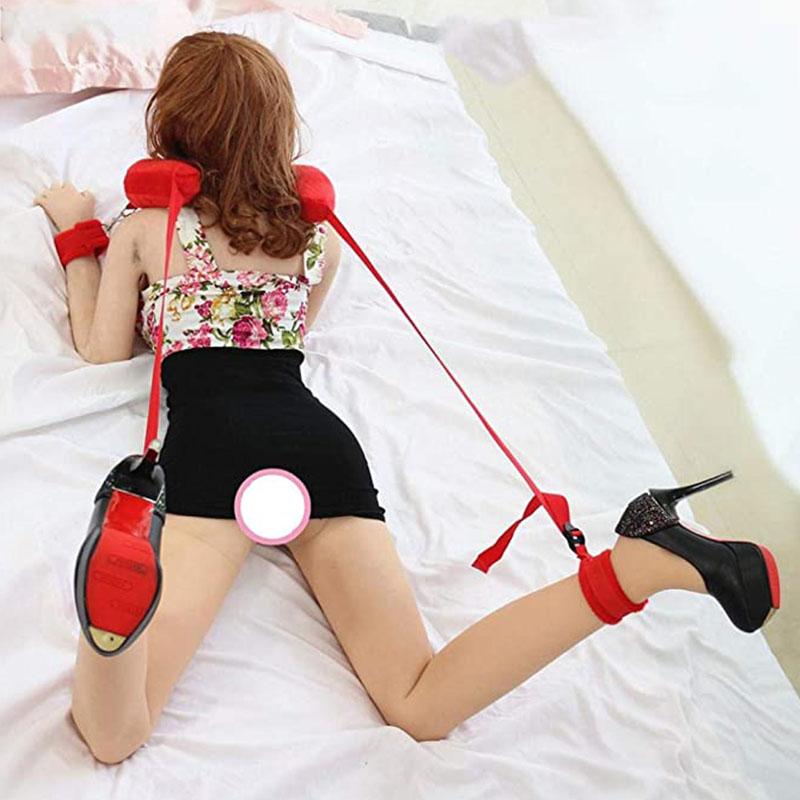 Adjustable Adult Sex Toys for Woman Couples Restraints Collar Handcuffs & Ankle Cuffs Slave Erotic Bdsm Bondage Set Fetish Games