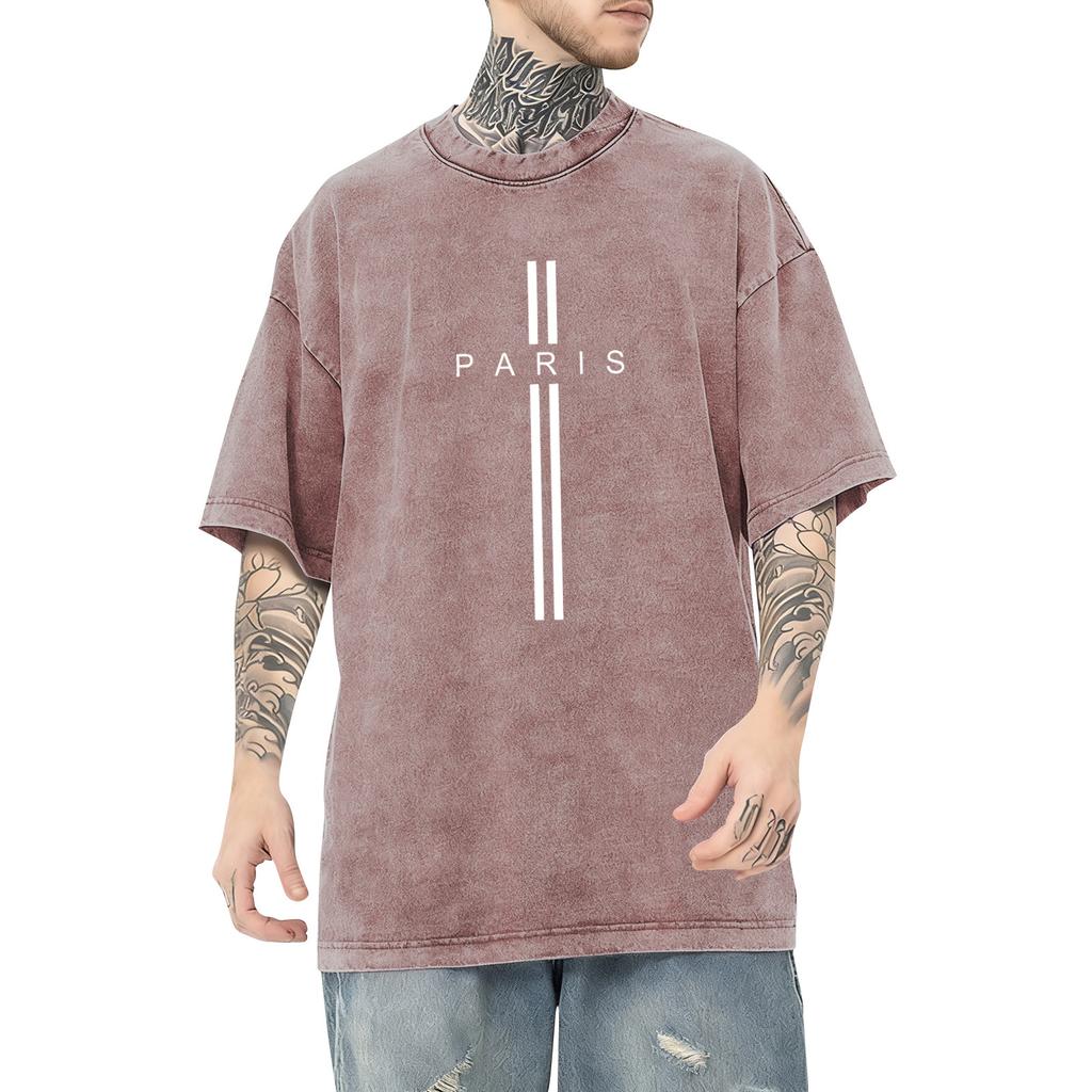 Men's Printed Round Neck T-shirt Casual Sports Short Sleeved Shirt