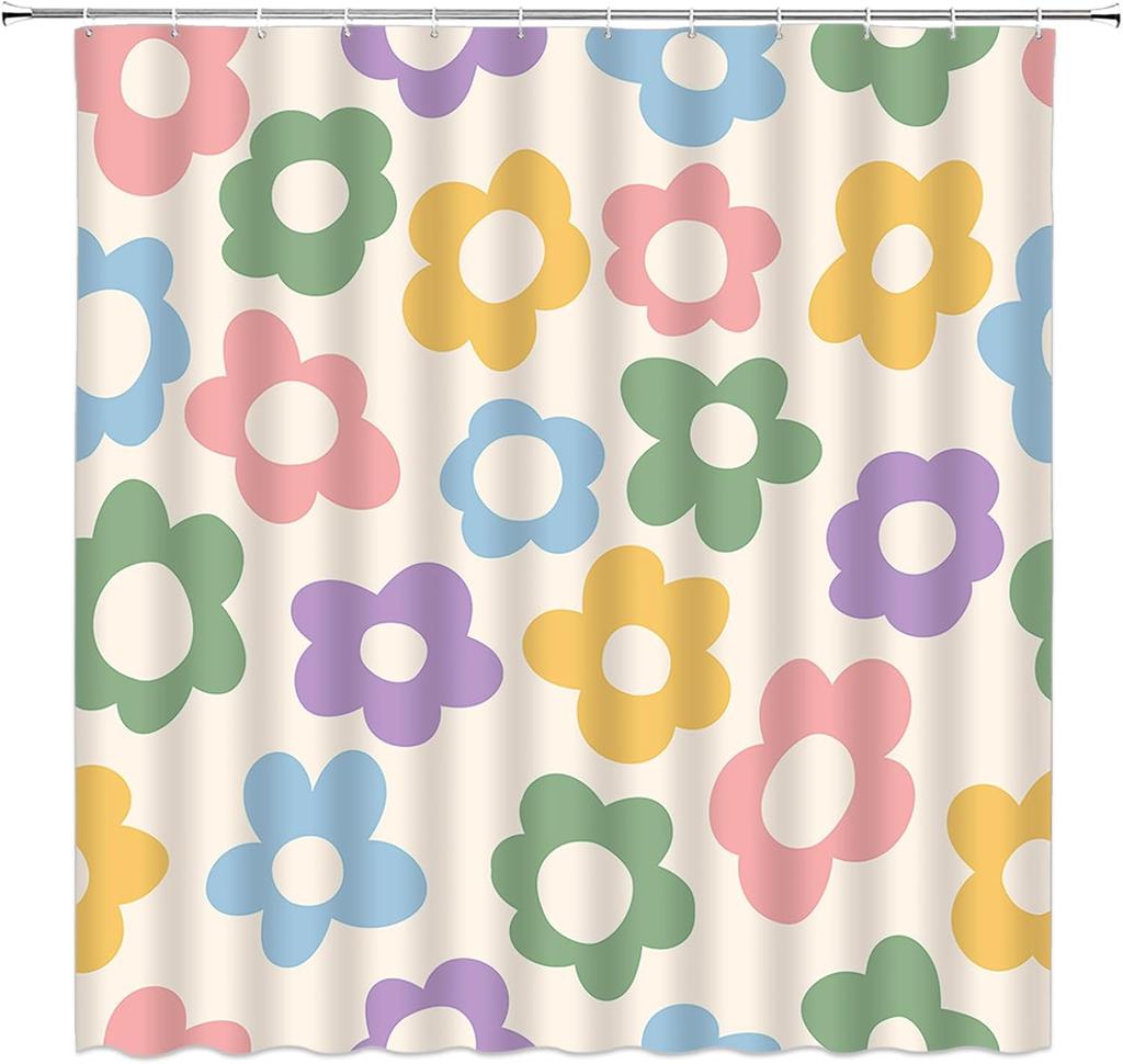 Black and White Checkered Shower Curtain Retro Funky Groovy Aesthetic Abstract Checkerboard 60s 70s Plaid Hippie Home Decor