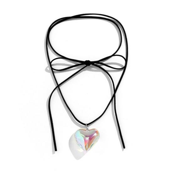 Big Love Pendant Necklace Adjustable Faux Leather Wax Rope Women Choker Necklace Jewelry Gift Accessories