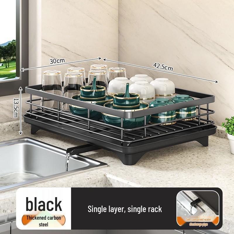 Multi-layer Kitchen Dish Rack: Bowl, Plate, and Chopstick Drainer with Storage Box.
