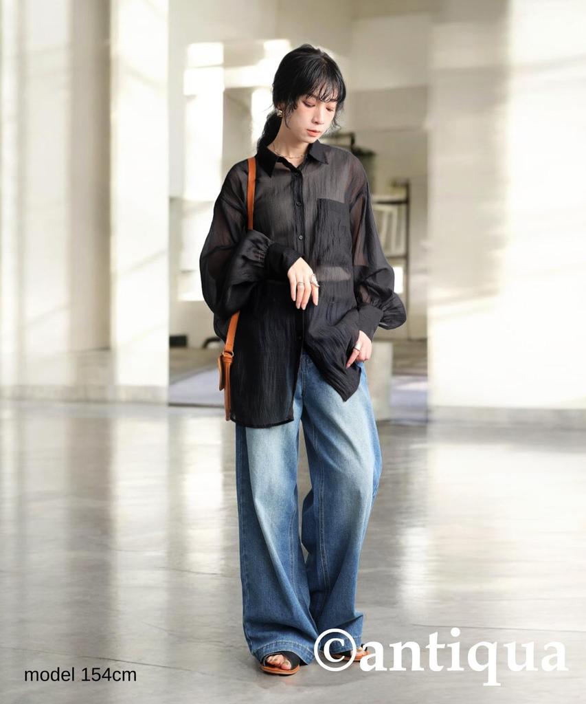 antiqua Washer Sheer One Size Black Women's Overshirt, ESA-00218, 05,