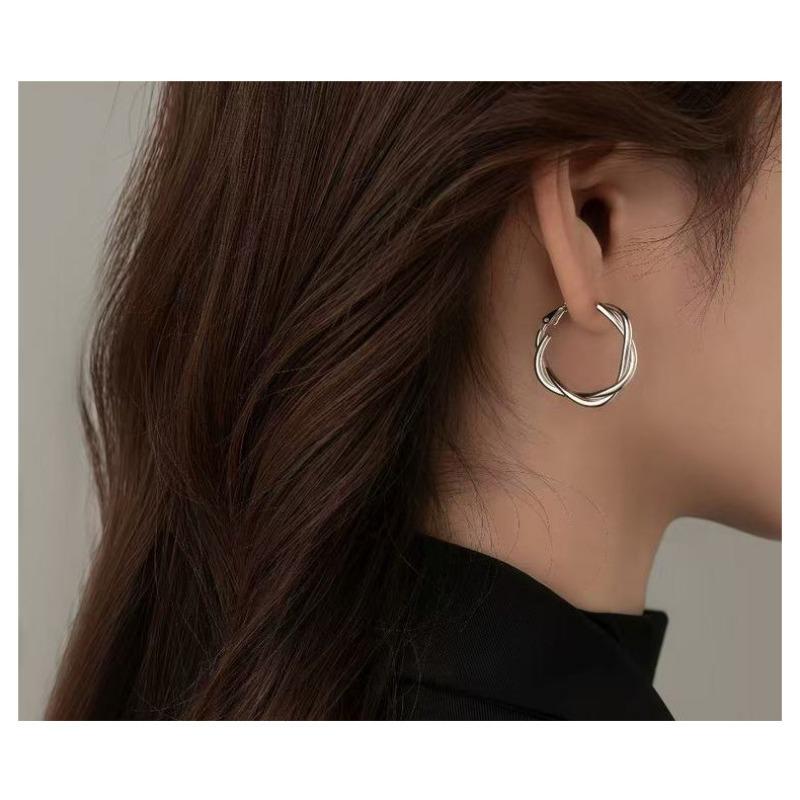Women Fashion Geometric C Shaped Circle Hoop Earrings Minimalist Jewelry