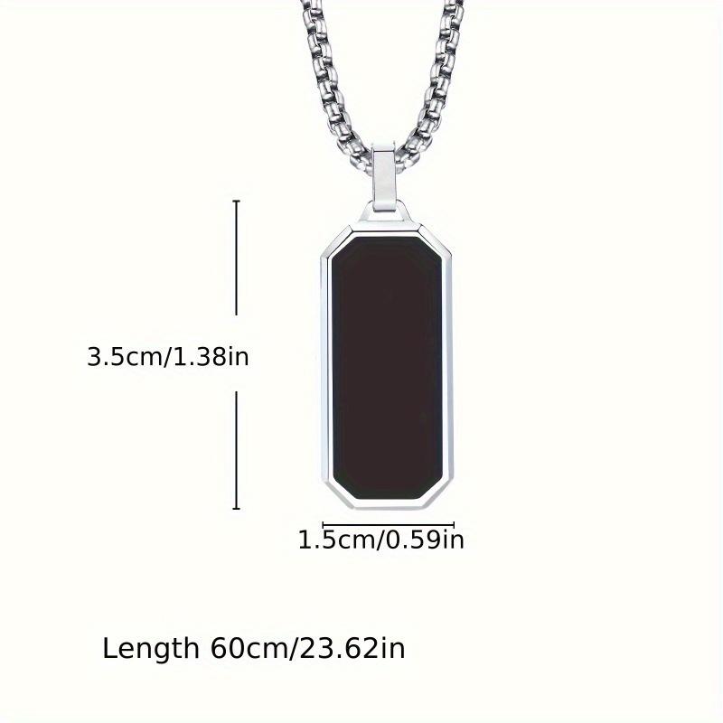 1pc Men's Modern Minimalist Style Matte Black Pendant, Polished Chain, Elegant Daily and Formal Occasions Wear