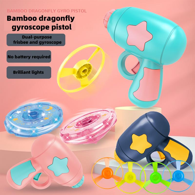 Light-Emitting Flying Bamboo Fly-Crayon, Light-Up Gyro Gun, Parent-Child Interaction Toy Set, Suitable For Both Indoor And Outdoor U