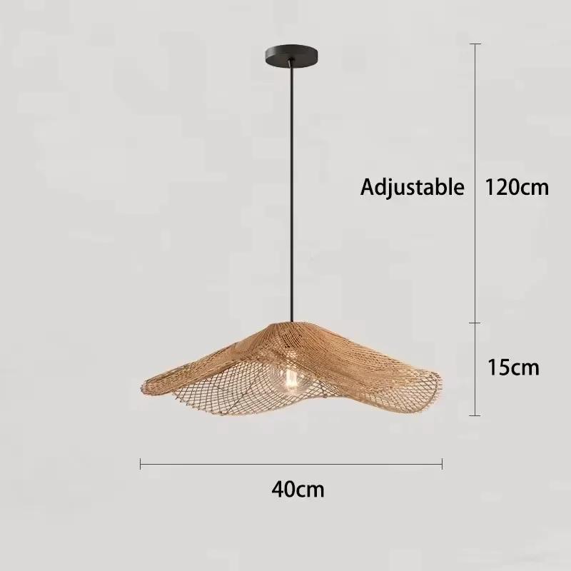 Japanese Retro Rattan Lamp Restaurant Chandelier Coffee Shop Restaurant Loft Home Decor Hanging Rattan Straw Hat Pendant Light