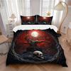3pcs Moonlit Skull Amidst Twisted Trees Bedding Set - 1 Soft Quilt Cover + 2 Pillowcases, Machine Washable - Suitable for All Seasons, Perfe