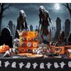 1 Halloween-Zombiefriedhof-Hintergrund - bezaubernde Friedhofsszene  mondbeschienene Nacht  Schädel- und Geisteratmosphäre