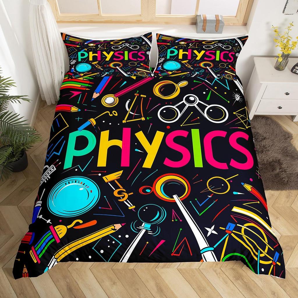 Cartoon Graffiti Bedding Set Back To School Duvet Cover For Kids Boys Girls BedroomMath Geometric Symbol Comforter Cover Twin